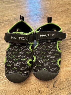 Nautica Kids Black and Green Shark Water Shoes